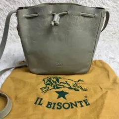 お*し様 IL BISONTE グレー レザー ショルダーバッグ