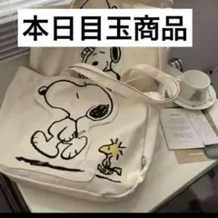 【新品未使用】スヌーピー キャンバスバッグ ランチバッグ 野球柄　新品　デニムのサムネイル