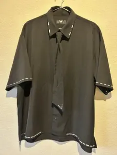 【美品】HARE ハレ ネクタイ付きメタルステッチシャツ ブラック F