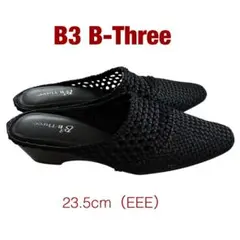 B3 B-Three 黒いサンダル23.5cm (EEE) ヒールサンダル