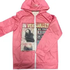 パーカー y2k ピンク ジップアップ プリントパーカー アメカジ 古着系 L