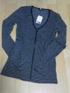 SLY Vネックラメカーディガン ボーダー M シルバー Tシャツ カットソー