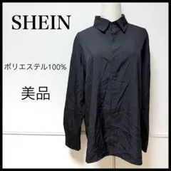 SHEIN シーイン 黒 長袖 ボタンアップシャツ カットソー