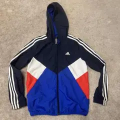 adidas フード付きジャケット 青 赤 白