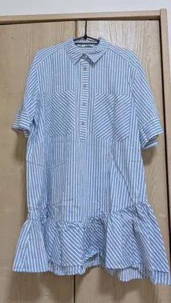 【ZARA】フリル ミニワンピース 半袖