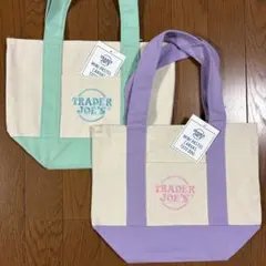 TRADER JOE'S ミニパステルキャンバストートバッグ 2個セット