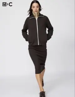 UNIQLO Ｃ　ウォッシャブルミラノリブスカート M ダークブラウン