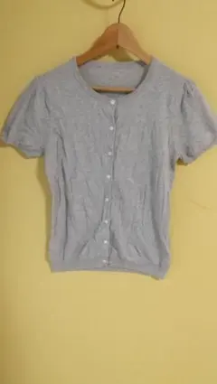 グレー 半袖 ボタン付き カーディガン カジュアル