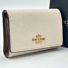 【美品】コーチ 5連キーケース キーリング 三つ折り レザー ゴールド金具