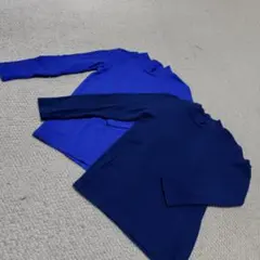 青色・濃紺タートルネック長袖カットソー2枚セット