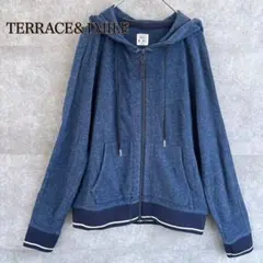 プラステ　TERRACE&1MILE スウェットパーカーフード　紺　ボーダー