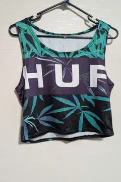 HUF 葉柄 麻*ロゴタンクトップ*インポート