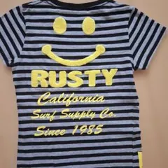 RUSTY 半袖Tシャツ ボーダー スマイル Sサイズのサムネイル