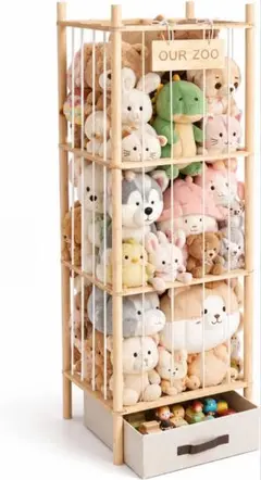 【新品未使用】収納 ラック 木製収納棚 (※ぬいぐるみ別売)のサムネイル