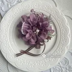 ❁.*くすみパープル♪上品ダリア❁コサージュハンドメイド2way 卒業式入学式