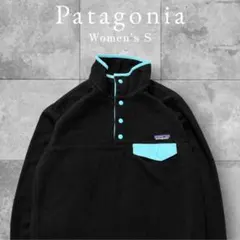 美品 パタゴニア シンチラ スナップT ブラック ターコイズ レディースS