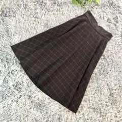 31Sonsdemode【38】赤黒茶 チェック フレアスカート 春先◎ リボン