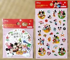 ミッキー＆ミニー　いろどりシール　２種類