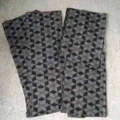 大島紬アンサンブル☆黒グレー☆着物と羽織