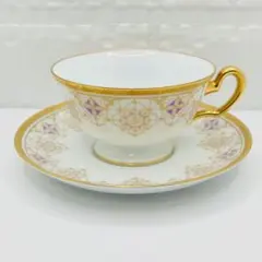オールドノリタケ カップ&ソーサー 虹ラスター彩 花鳥文】明治～大正 