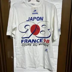 FRANCE 98 日本代表モデルシャツ S/M 白 サッカー応援ユニフォーム ☆サッカーフランスワールドカップ1998日本代表応援半袖TシャツMサイズ