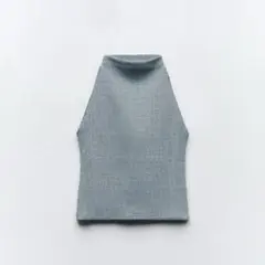 ZARA シャイニーホルタートップス S 新品タグ付きのサムネイル