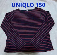 size150 UNIQLOユニクロ　赤×紺　ボーダーカットソー　ロンT