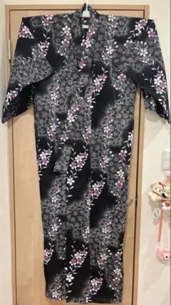 黒地浴衣 花柄
