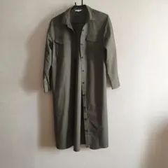 PLST オリーブ色 Sサイズ 長袖シャツワンピース