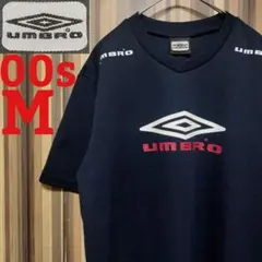 00s【UMBRO】アンブロ プリント センターロゴ 半袖 Tシャツ M 紺
