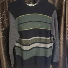 Crocodile ストライプ クルーネックニットセーター