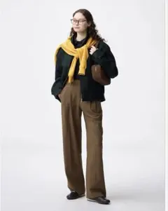 ★新品★GU ダークブラウン ワイドパンツ S 股下　68センチ