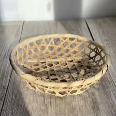 B-壁【美品】六つ目編み 竹ザル（バンブーバスケット） 天然竹 和モダン