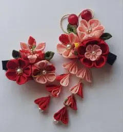 髪飾り　七五三、卒業式、祭り、着物、A210 赤系