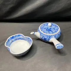 《源右衛門》有田焼 染付獅子牡丹 玉露茶器 急須 湯冷ましのサムネイル