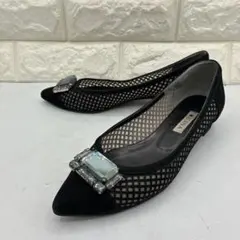 【美品】DIANA ダイアナ ポインテッドトゥ ビジュー メッシュ 24 黒