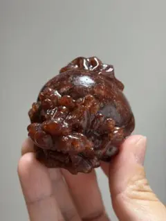ストロベリークォーツ 龍亀 ロングイ 置物