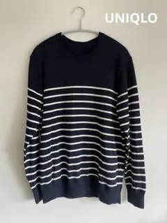 UNIQLO ボーダーニット ウォッシャブルコットンクルーネックセーター L