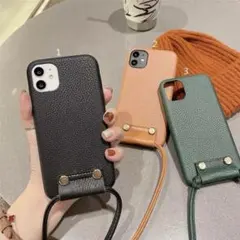 iPhoneケース iPhone13pro ショルダーケース　紐付き　黒