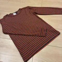 SHIPS オレンジ×グレー ボーダー長袖カットソー　カーキパンツ120