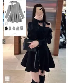 grl ワンショルダーリボンミニワンピース　pm738