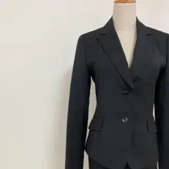 ボナジョルナータ 高級ウール100% スカートスーツ セットアップ 黒 L/M