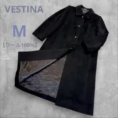 ヴェスティナ ロングコート ブラック カシミヤ混上質ウール100％ M相当