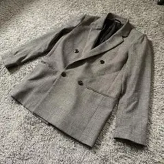 【GU】グレー系 チェック柄 ダブルブレストジャケット