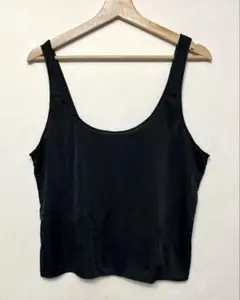 黒 サテン風 タンクトップ レディース　インナー　サラサラ素材　ブラック