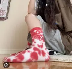 AIMYON ソックス タイダイ レッド