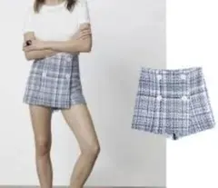 ZARA ツイードハイウエストショートパンツ