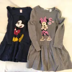 ミニーマウス ミッキーマウス　長袖ワンピース120