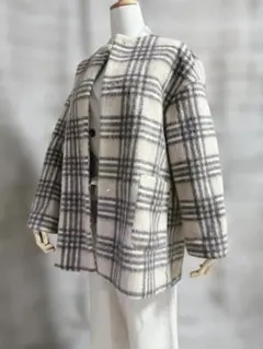 ✨人気商品✨　Te chichi テチチ　ノーカラーコート　シャギーチェック