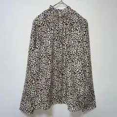 美品　リシェグラマー　レオパード柄　長袖　ブラウン　ブラウス　キレカジ　Mのサムネイル